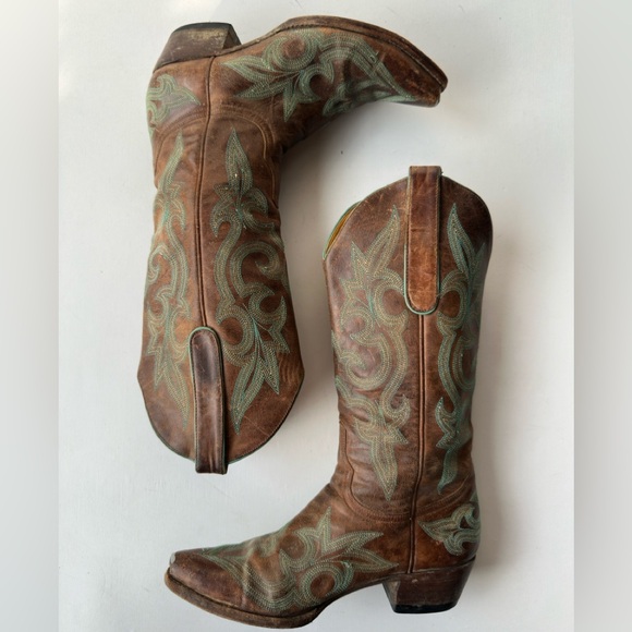 OLD GRINGO DIEGO Snip Toe Cowgirl Western Boots Turquoise Stitch Size 6,5 B - Picture 7 of 11